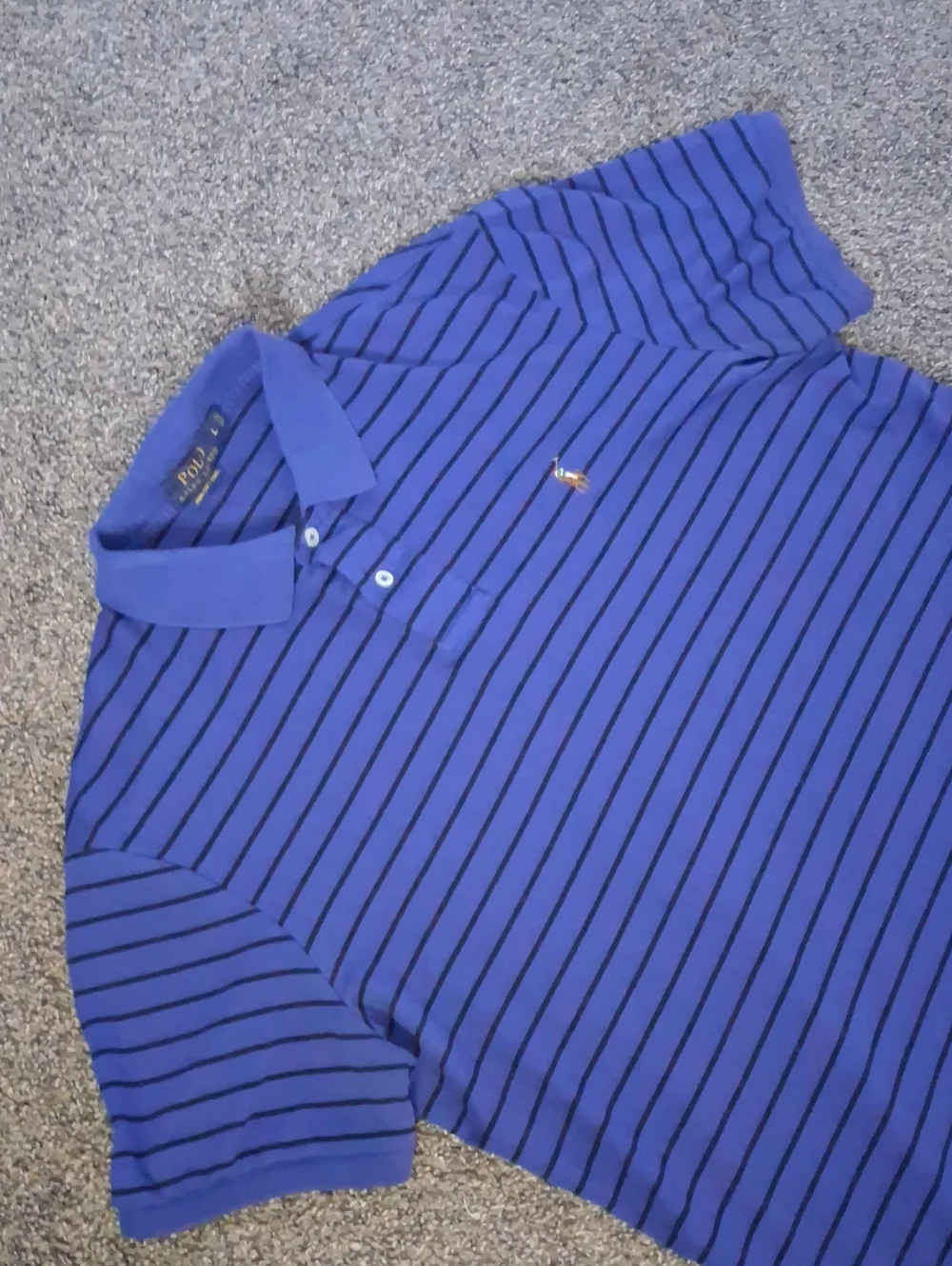 Polo Ralph Lauren Pima Soft Touch Striped Polo Shirt Blue Black Large